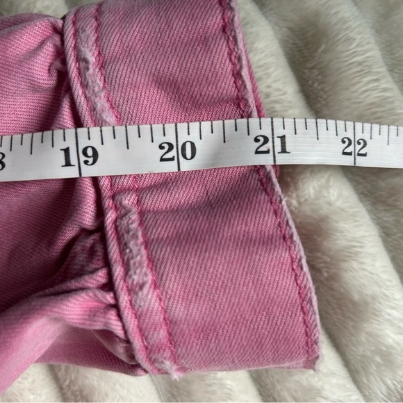 Maurices Womens Large Pink Button-Up Raw Hem Lightweight Denim Jacket - Picture 4 of 7